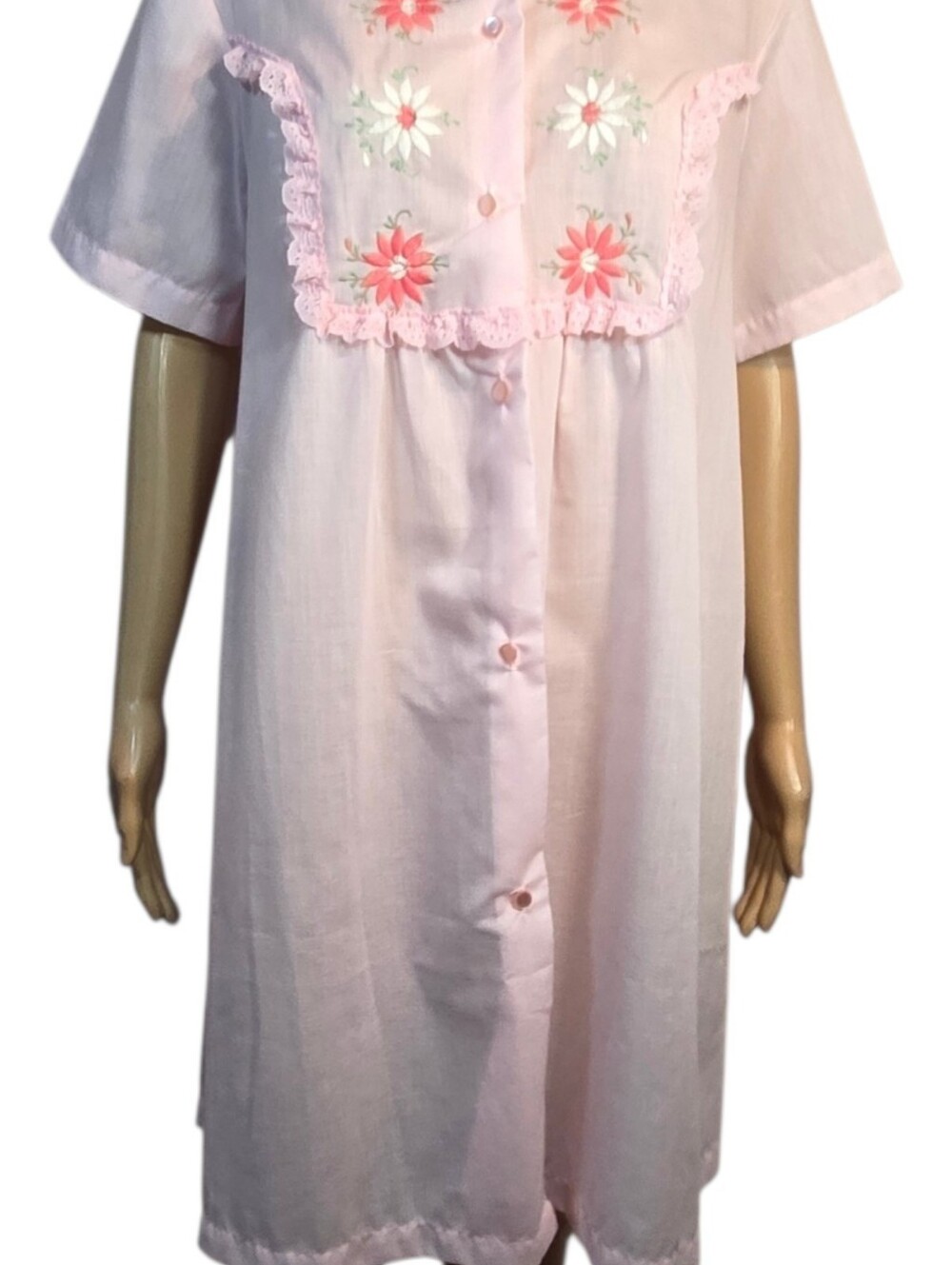Gilead Moo Moo Dress Vintage Night Shirt Floral Light Pink Womens Size Medium